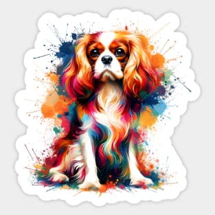 Colorful Splash Art Cavalier King Charles Spaniel Sticker